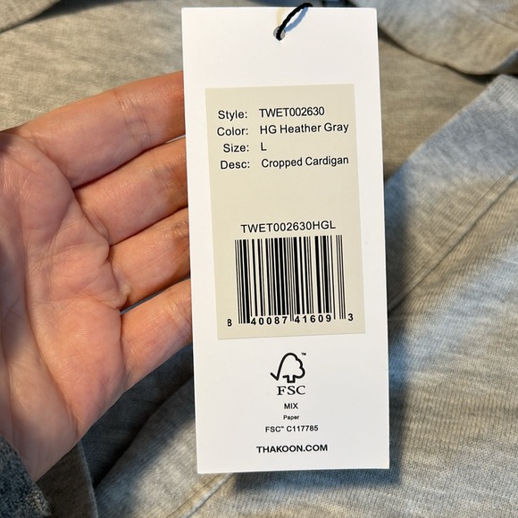 NWT THAKOON Cropped Cardigan Heather Gray Large - Picture 3 of 8
